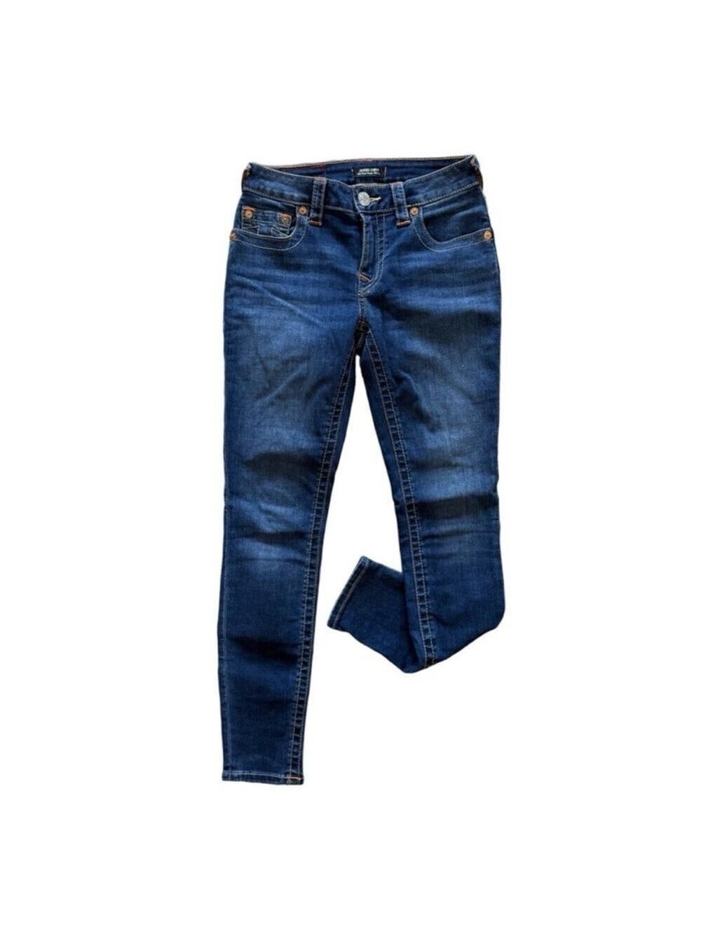 TRUE RELIGION 🧲 Jennie Curvy Mid Rise Super Skinny Jeans Sz 25 Dark Wash